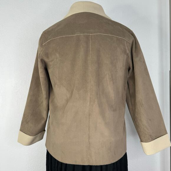 Tan Faux Suede with Design Jacket Toggle Closers Size 12 - Picture 5 of 9